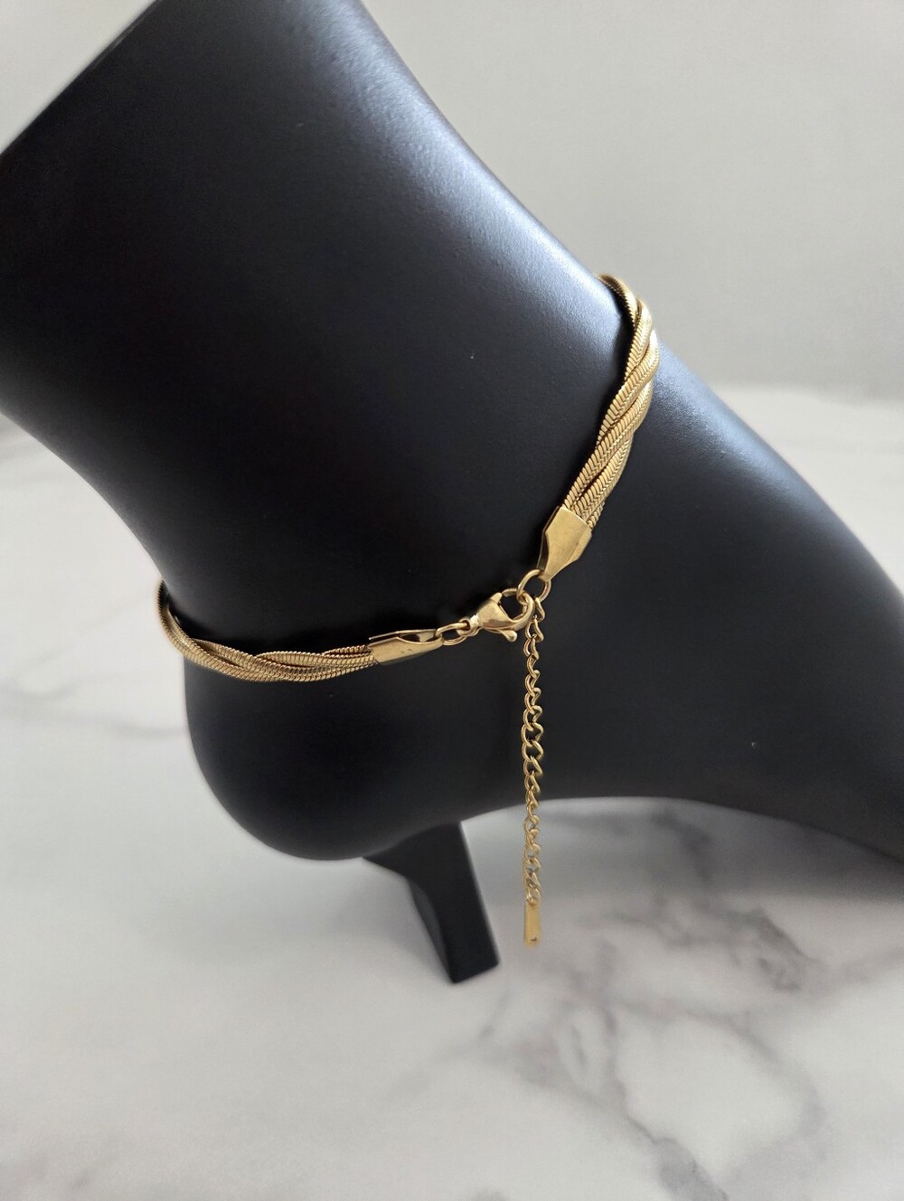Gold Braided Rope Chain Anklet Elegant Textured Ankle Bracelet - Picture 9 of 16
